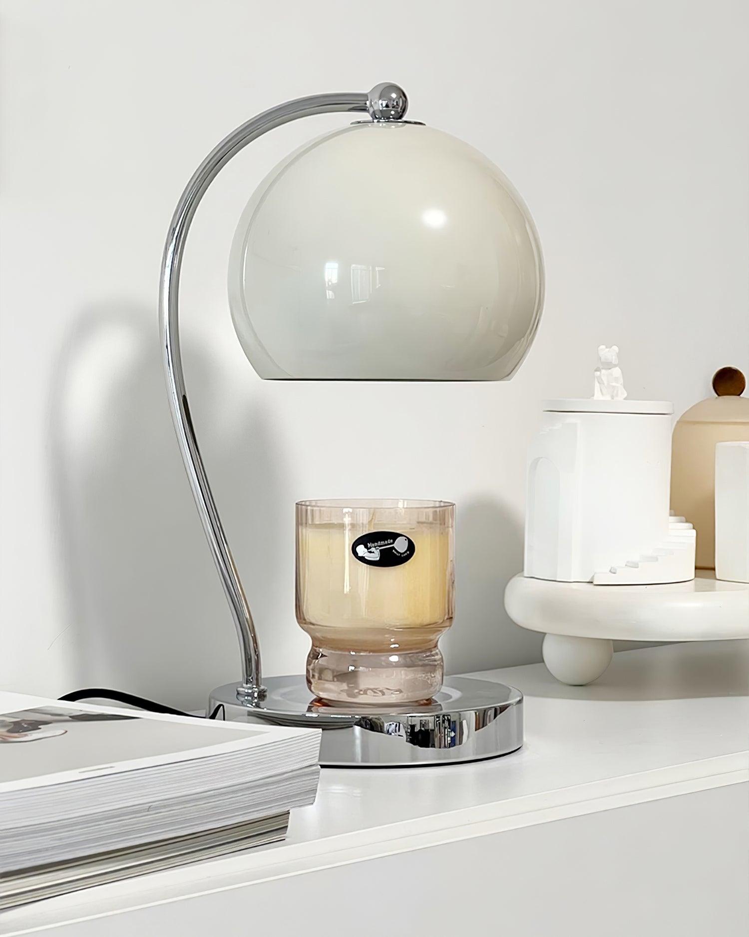 Modern Spherical Chrome Candle Warmer Lamp for Scented Wax Melting and Bedside Use