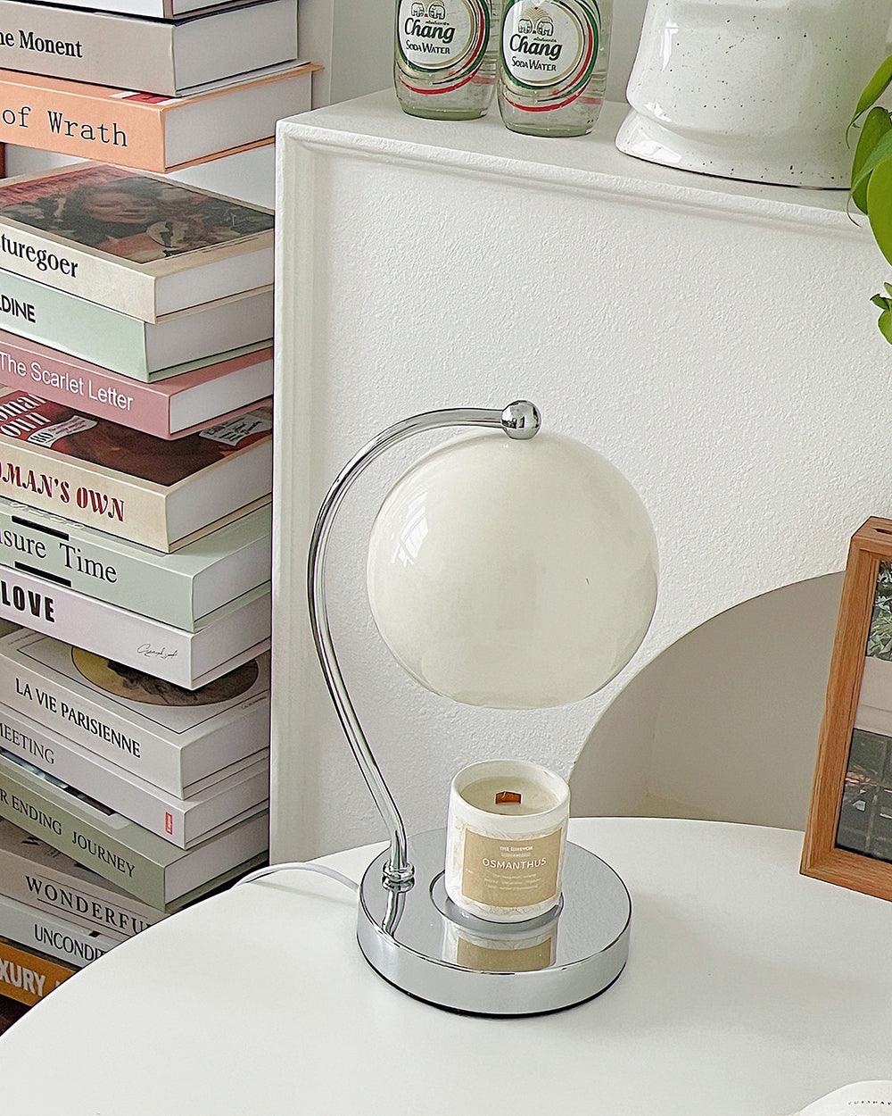 Modern Spherical Chrome Candle Warmer Lamp for Scented Wax Melting and Bedside Use