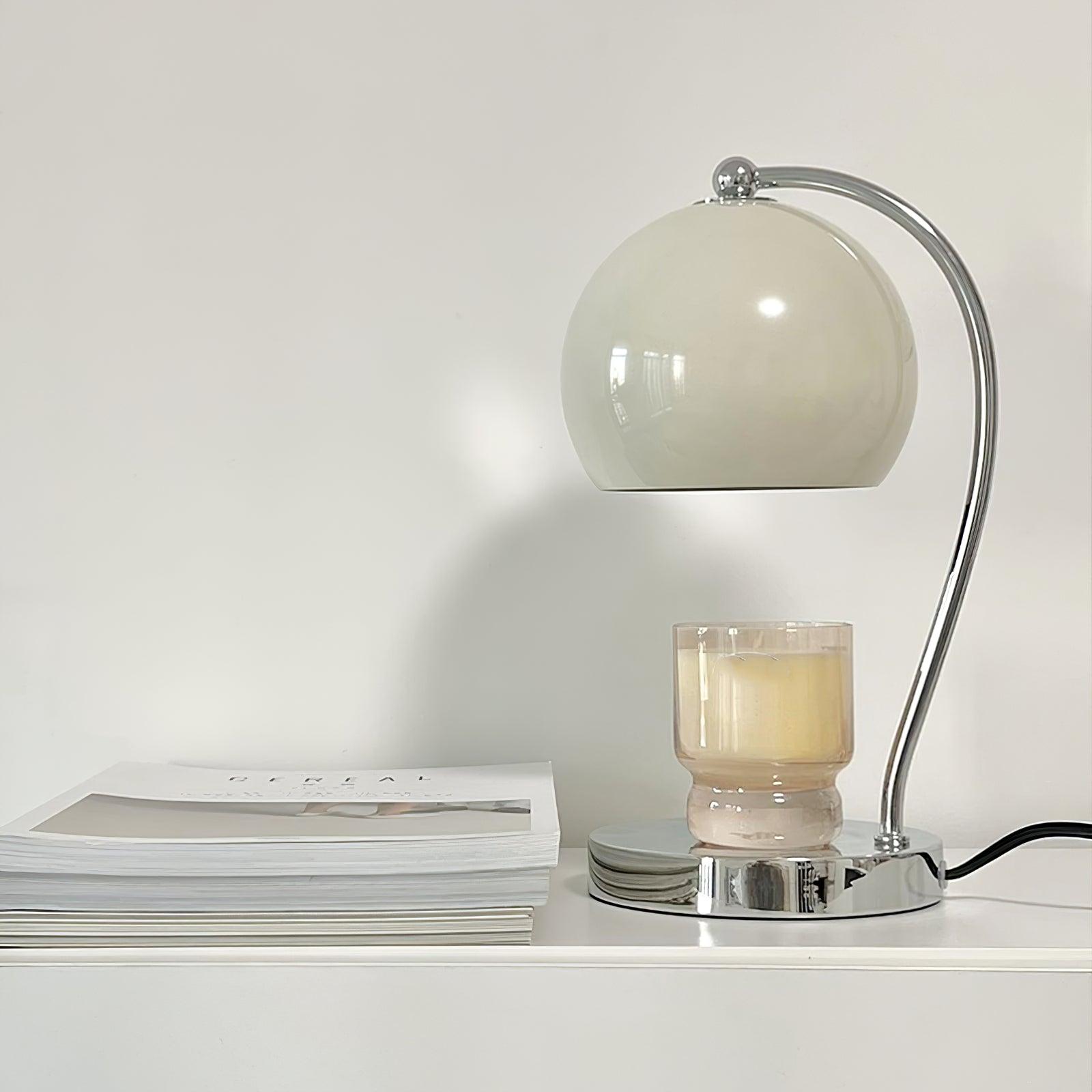 Modern Spherical Chrome Candle Warmer Lamp for Scented Wax Melting and Bedside Use