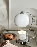Modern Spherical Chrome Candle Warmer Lamp for Scented Wax Melting and Bedside Use