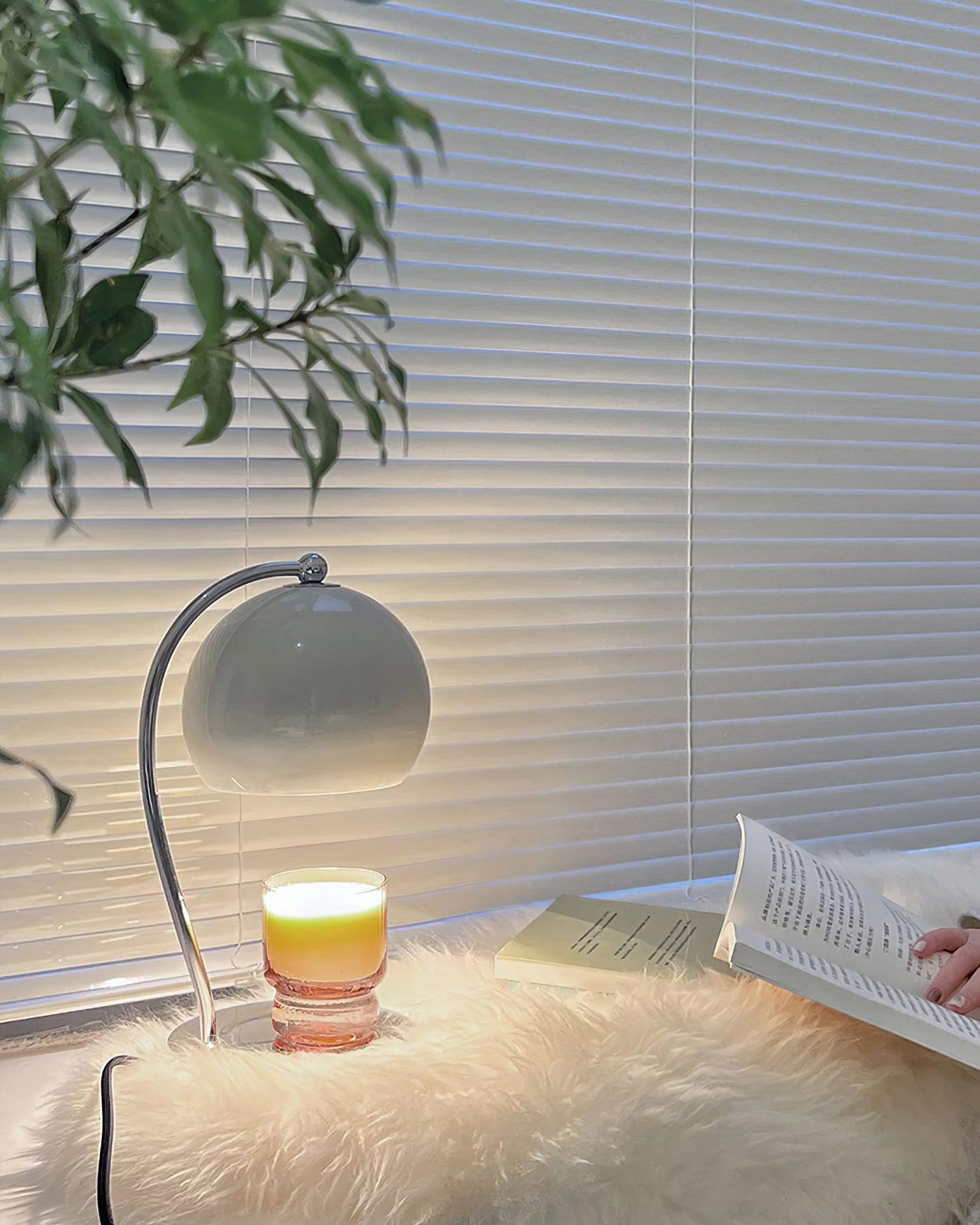 Modern Spherical Chrome Candle Warmer Lamp for Scented Wax Melting and Bedside Use