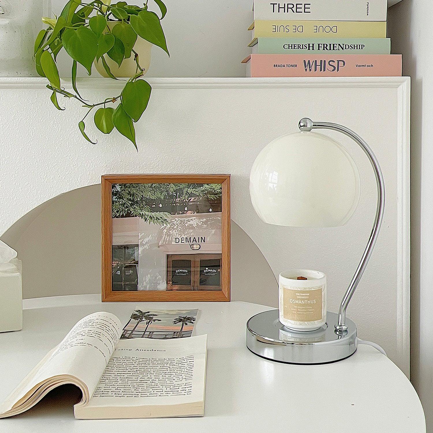 Modern Spherical Chrome Candle Warmer Lamp for Scented Wax Melting and Bedside Use