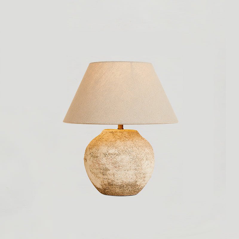 Textured Desert Sand Ceramic Table Lamp with Beige Fabric Shade for Modern Home Decor