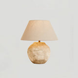 Textured Desert Sand Ceramic Table Lamp with Beige Fabric Shade for Modern Home Decor