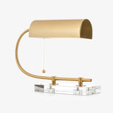 Modern Geometric Crystal Table Lamp with Gold Metal Shade for Bedside or Desk