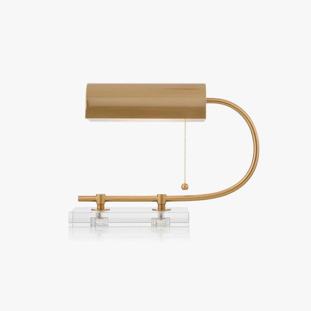 Modern Geometric Crystal Table Lamp with Gold Metal Shade for Bedside or Desk