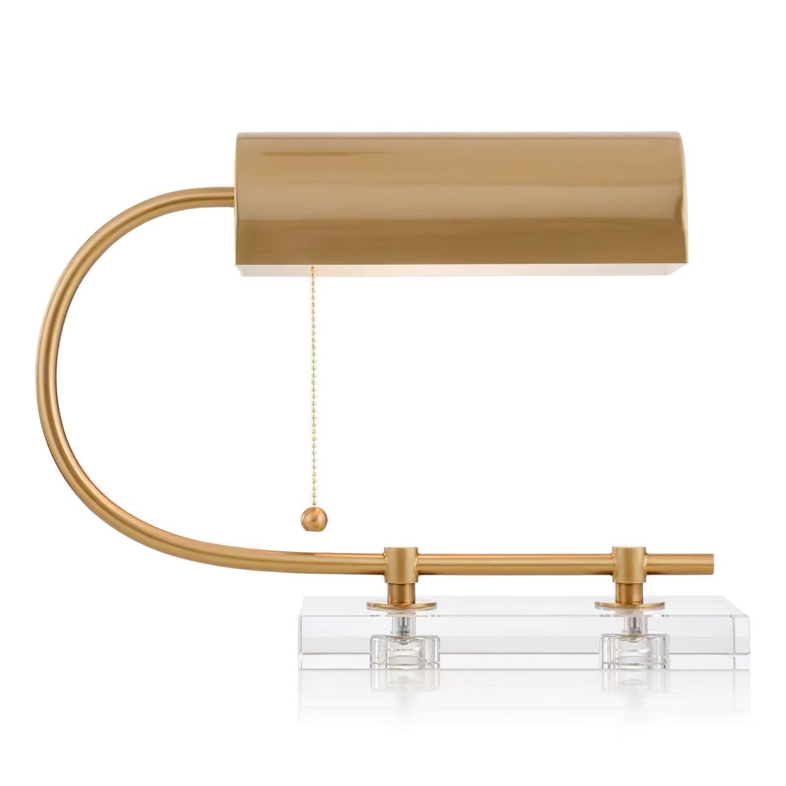 Modern Geometric Crystal Table Lamp with Gold Metal Shade for Bedside or Desk
