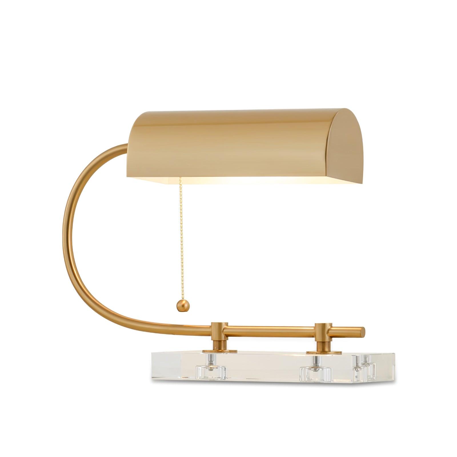 Modern Geometric Crystal Table Lamp with Gold Metal Shade for Bedside or Desk