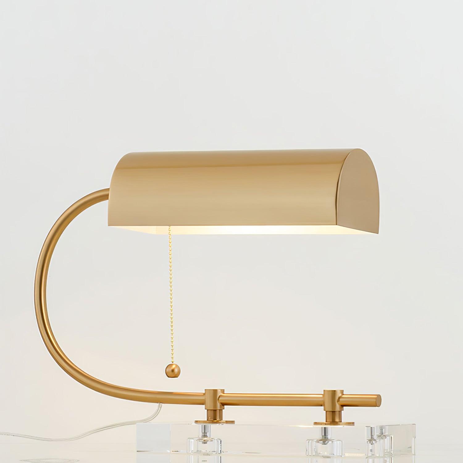 Modern Geometric Crystal Table Lamp with Gold Metal Shade for Bedside or Desk