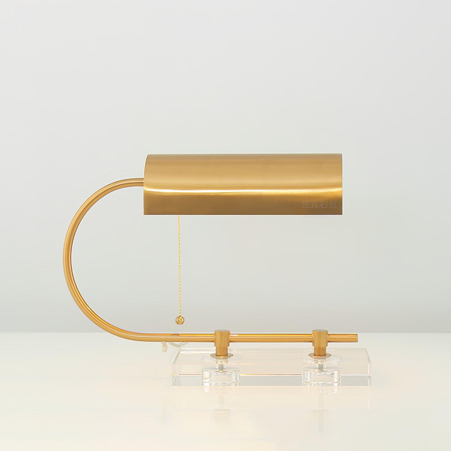 Modern Geometric Crystal Table Lamp with Gold Metal Shade for Bedside or Desk