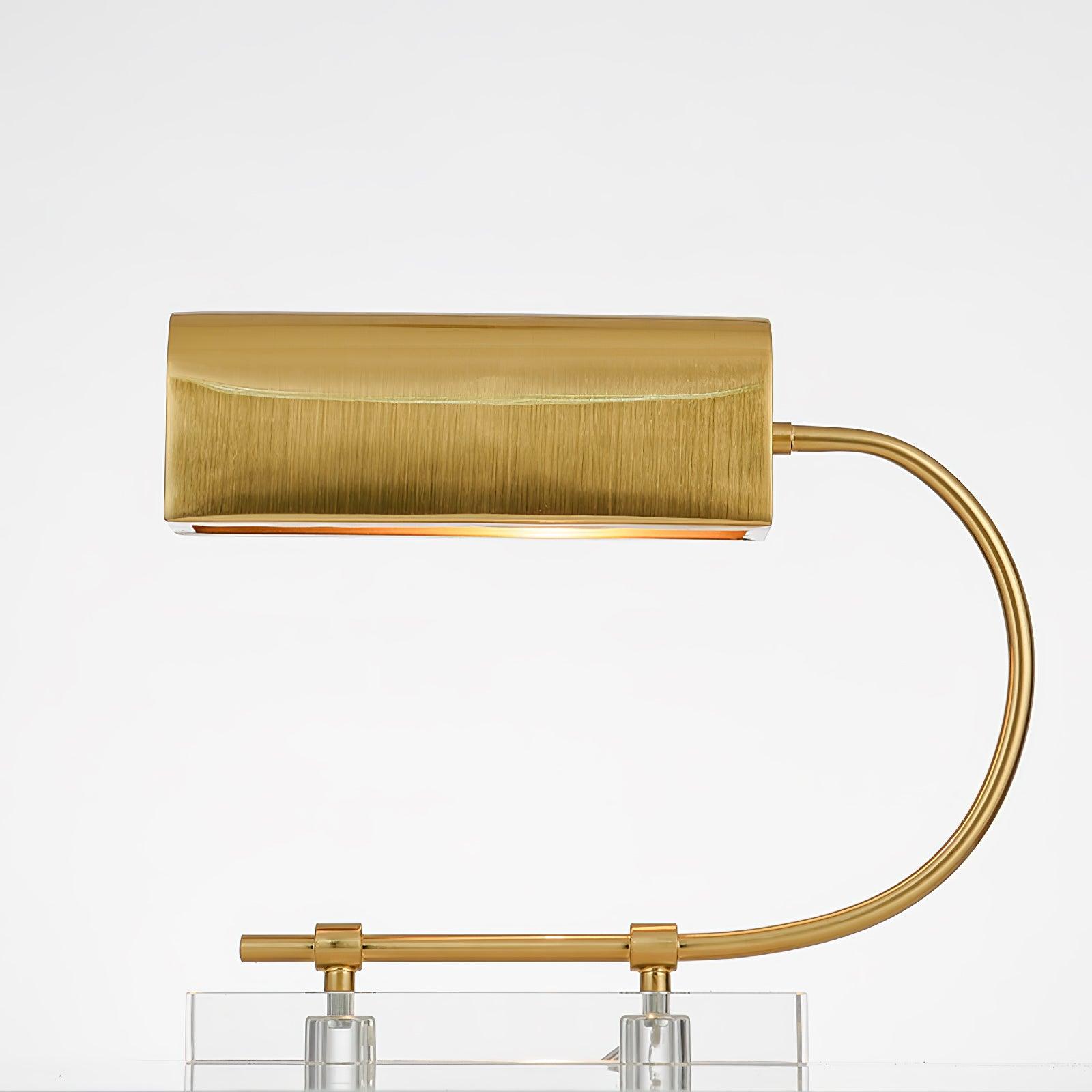 Modern Geometric Crystal Table Lamp with Gold Metal Shade for Bedside or Desk