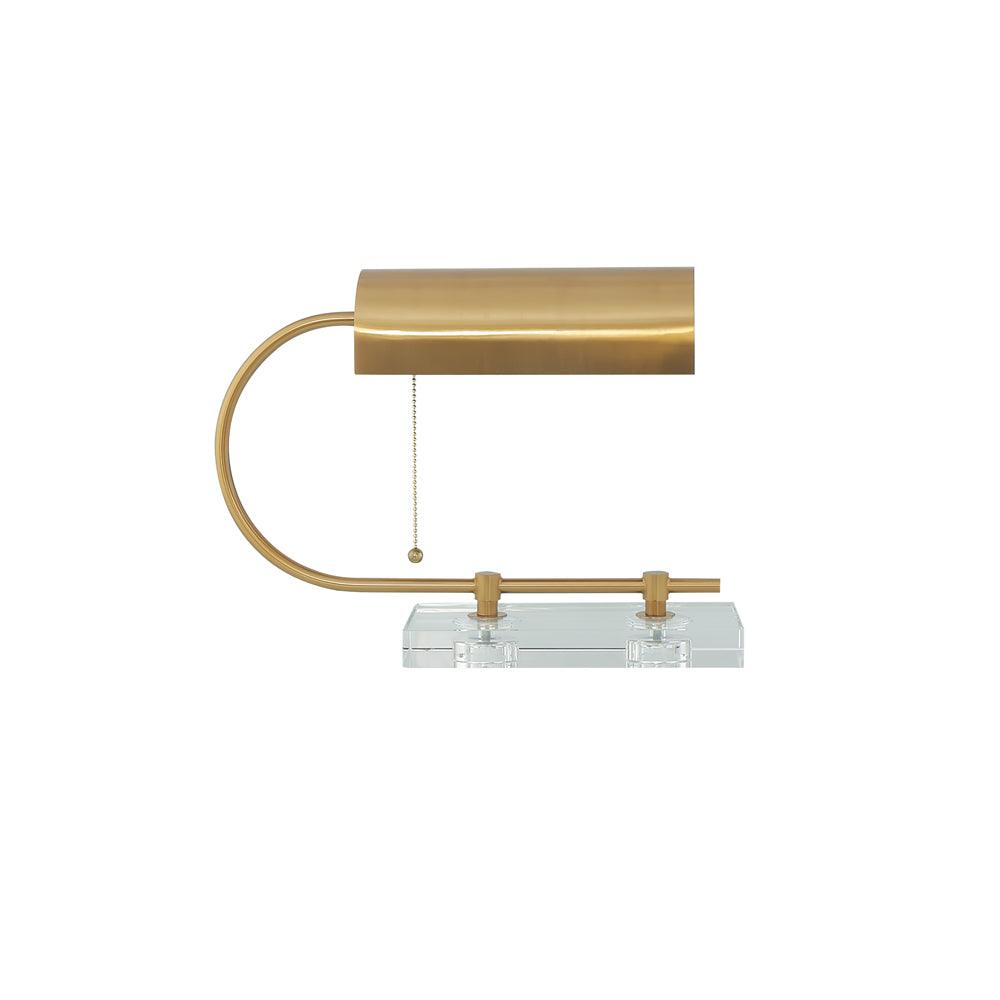 Modern Geometric Crystal Table Lamp with Gold Metal Shade for Bedside or Desk