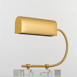 Modern Geometric Crystal Table Lamp with Gold Metal Shade for Bedside or Desk