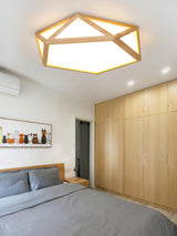 Modern Geometric Diamond Wood Flush Mount LED Ceiling Lamp for Living Room