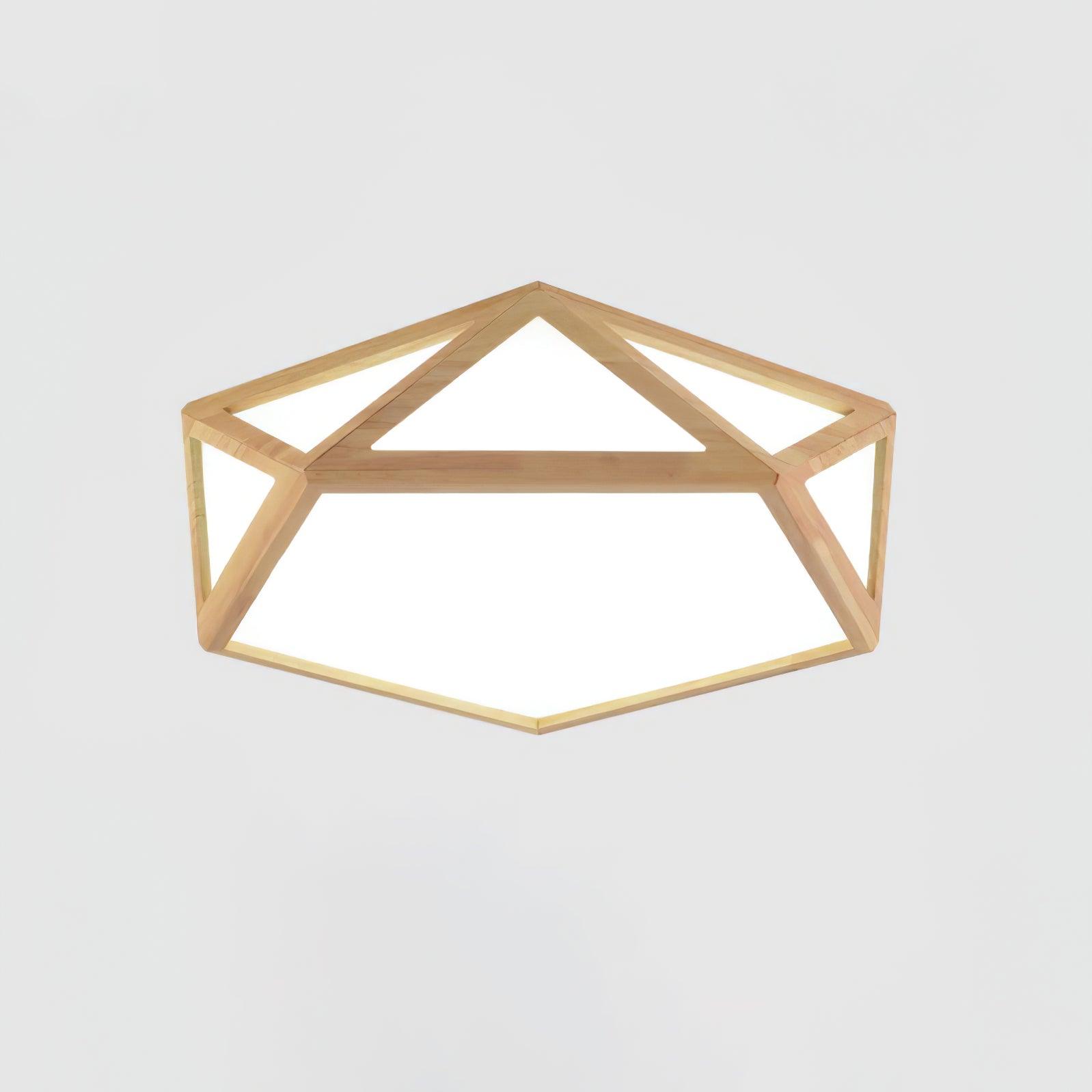 Modern Geometric Diamond Wood Flush Mount LED Ceiling Lamp for Living Room