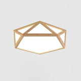Modern Geometric Diamond Wood Flush Mount LED Ceiling Lamp for Living Room