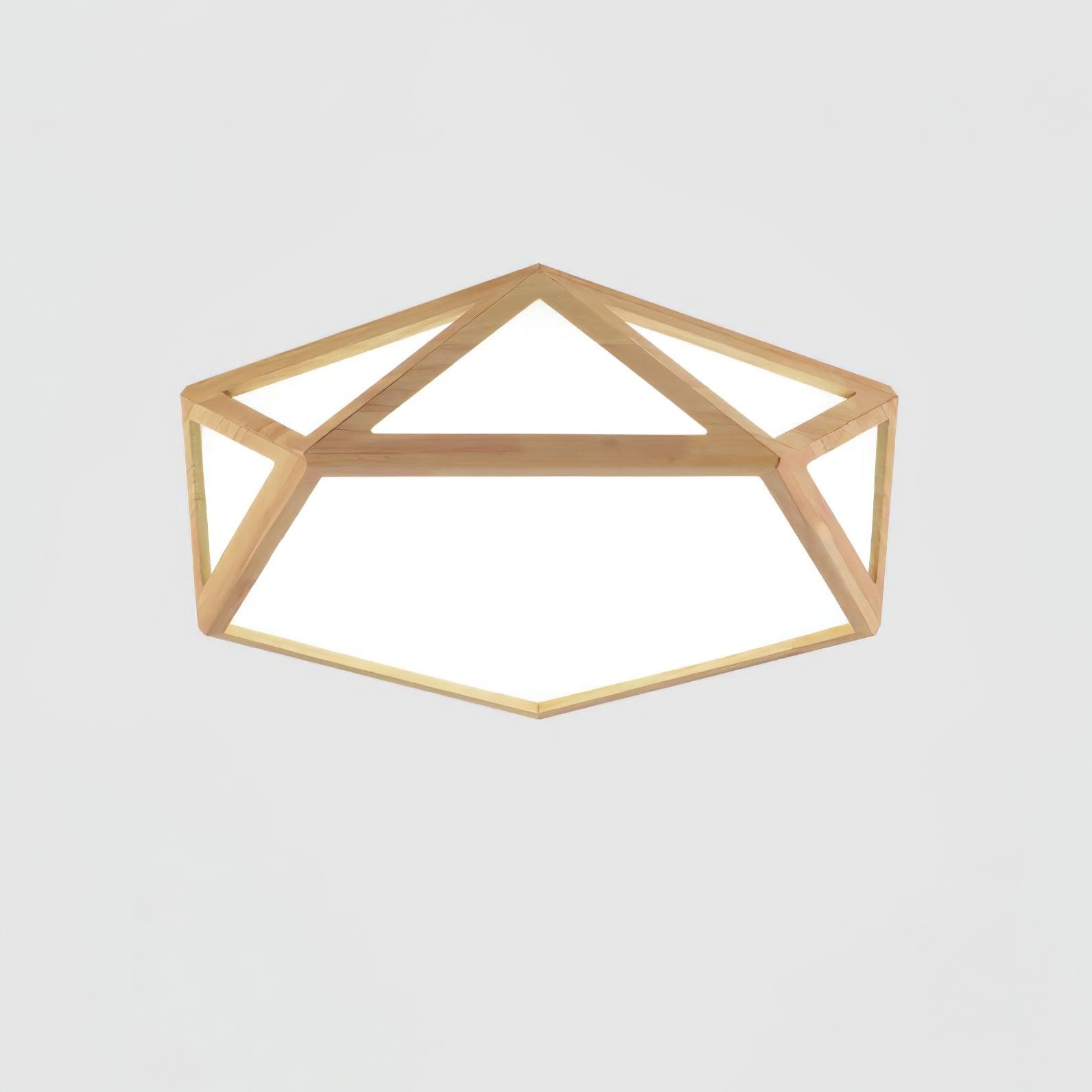 Modern Geometric Diamond Wood Flush Mount LED Ceiling Lamp for Living Room