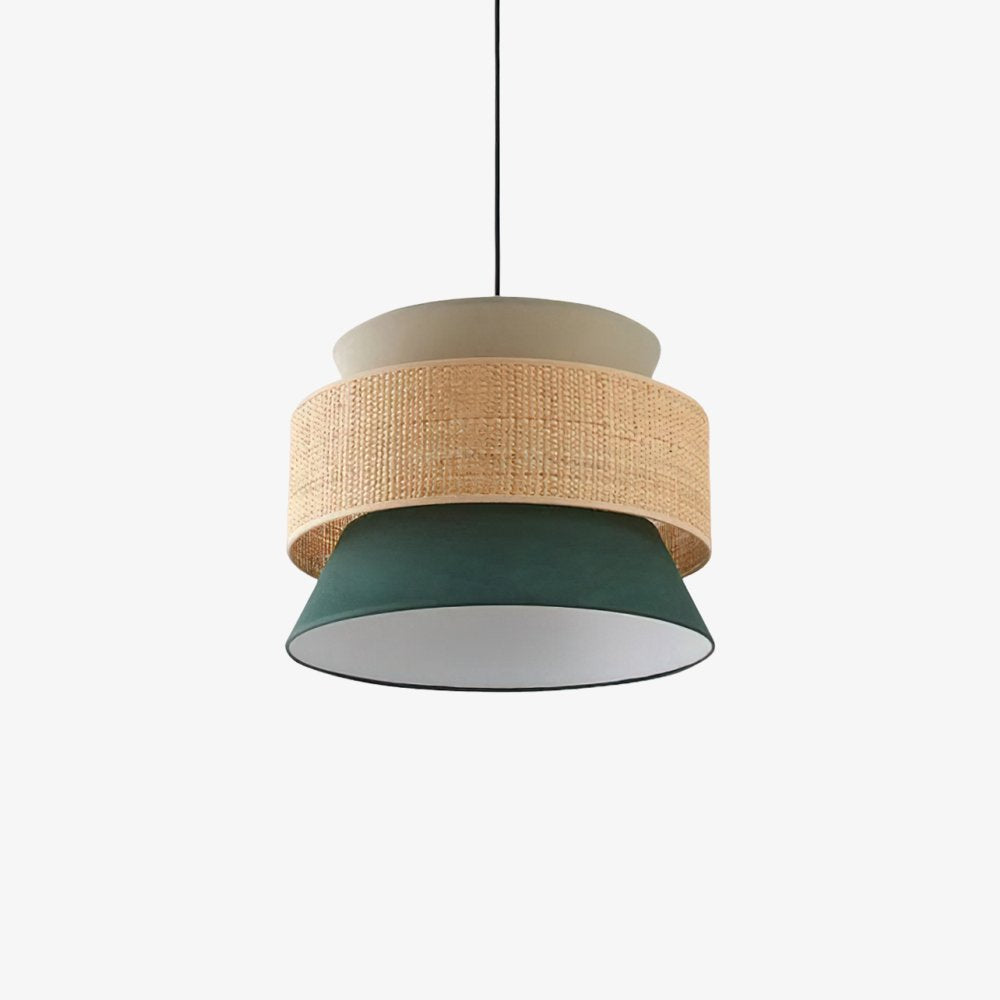 woven-rattan-cane-and-linen-pendant-light-vintage-style-suspended-ceiling-fixture