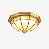 Modern Brass Dome Flush Mount Ceiling Light with Frosted Glass Shade