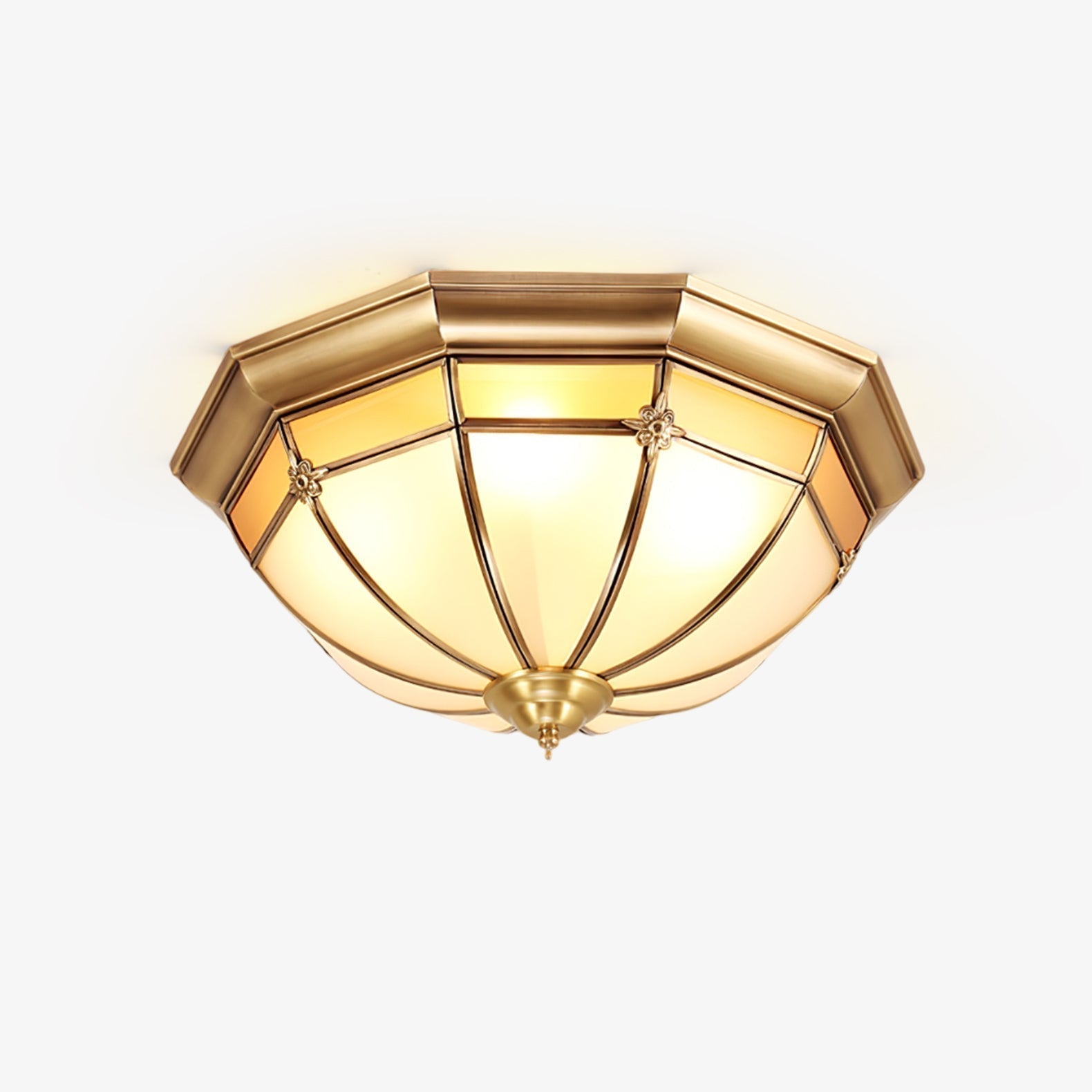Modern Brass Dome Flush Mount Ceiling Light with Frosted Glass Shade