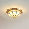 Modern Brass Dome Flush Mount Ceiling Light with Frosted Glass Shade