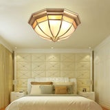 Modern Brass Dome Flush Mount Ceiling Light with Frosted Glass Shade