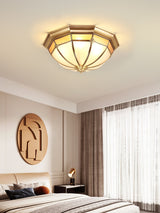 Modern Brass Dome Flush Mount Ceiling Light with Frosted Glass Shade