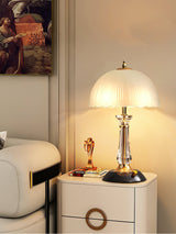 Modern Frosted Domed Glass Table Lamp Metal Nightstand Light for Living Room