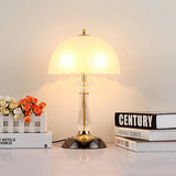 Modern Frosted Domed Glass Table Lamp Metal Nightstand Light for Living Room