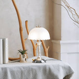 Modern Frosted Domed Glass Table Lamp Metal Nightstand Light for Living Room