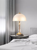 Modern Frosted Domed Glass Table Lamp Metal Nightstand Light for Living Room