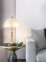 Modern Frosted Domed Glass Table Lamp Metal Nightstand Light for Living Room