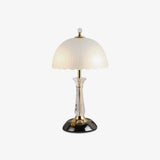 Modern Frosted Domed Glass Table Lamp Metal Nightstand Light for Living Room