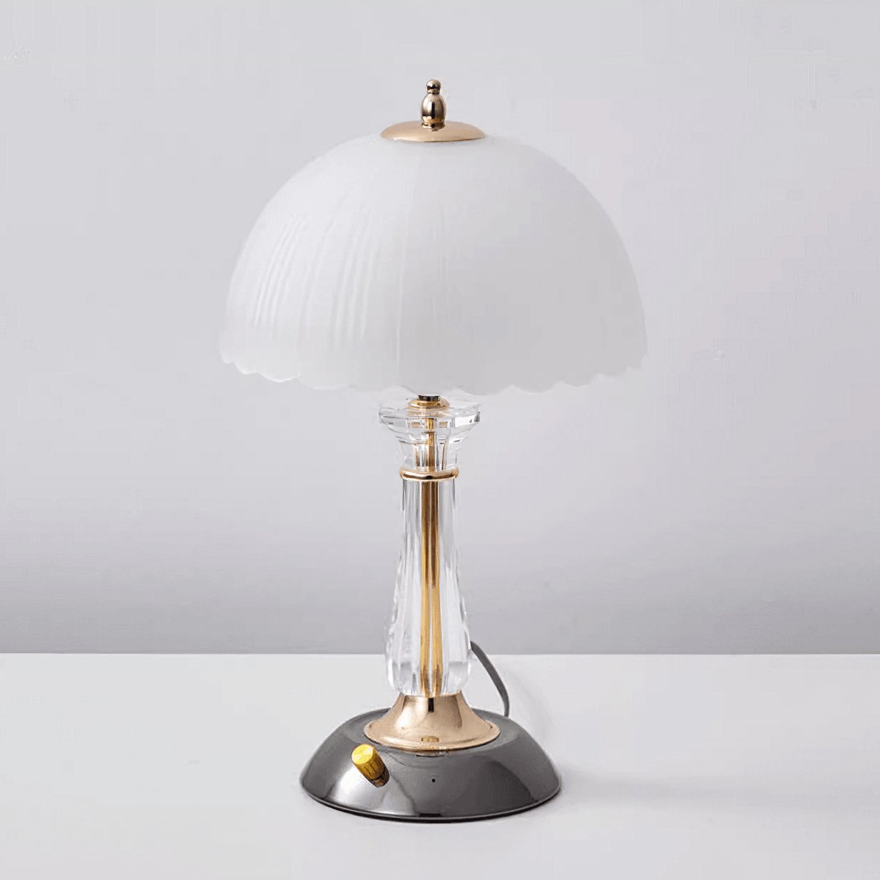 Modern Frosted Domed Glass Table Lamp Metal Nightstand Light for Living Room