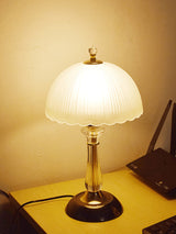 Modern Frosted Domed Glass Table Lamp Metal Nightstand Light for Living Room