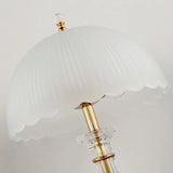 Modern Frosted Domed Glass Table Lamp Metal Nightstand Light for Living Room
