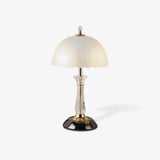 Modern Frosted Domed Glass Table Lamp Metal Nightstand Light for Living Room