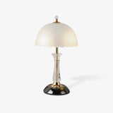 Modern Frosted Domed Glass Table Lamp Metal Nightstand Light for Living Room