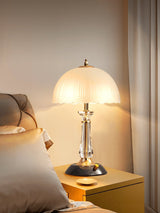 Modern Frosted Domed Glass Table Lamp Metal Nightstand Light for Living Room