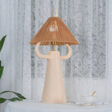 Horns Handmade Ceramic Bedside Lamp with Braided Rope Shade for Elegant Home Decor