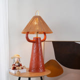 Horns Handmade Ceramic Bedside Lamp with Braided Rope Shade for Elegant Home Decor