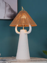 Horns Handmade Ceramic Bedside Lamp with Braided Rope Shade for Elegant Home Decor