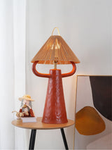 Horns Handmade Ceramic Bedside Lamp with Braided Rope Shade for Elegant Home Decor