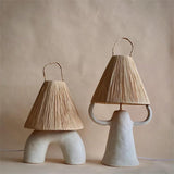 Horns Handmade Ceramic Bedside Lamp with Braided Rope Shade for Elegant Home Decor