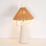 Horns Handmade Ceramic Bedside Lamp with Braided Rope Shade for Elegant Home Decor
