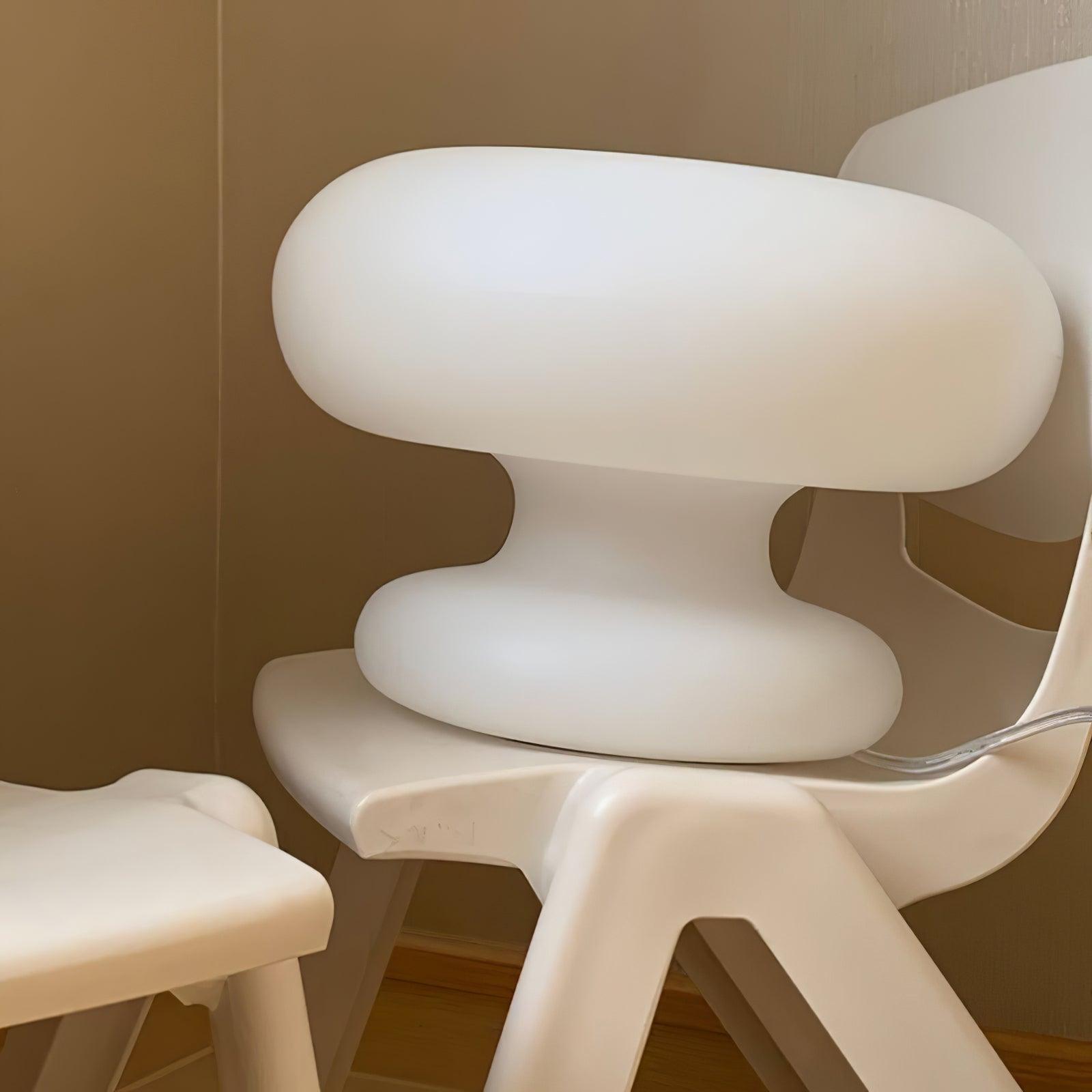 Modern Mid Century Donut Frosted Glass Table Lamp Minimalist Round Accent Lighting for Bedside and Living Room