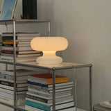 Modern Mid Century Donut Frosted Glass Table Lamp Minimalist Round Accent Lighting for Bedside and Living Room