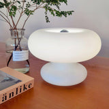 Modern Mid Century Donut Frosted Glass Table Lamp Minimalist Round Accent Lighting for Bedside and Living Room