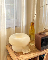 Modern Mid Century Donut Frosted Glass Table Lamp Minimalist Round Accent Lighting for Bedside and Living Room