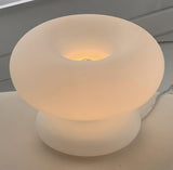Modern Mid Century Donut Frosted Glass Table Lamp Minimalist Round Accent Lighting for Bedside and Living Room